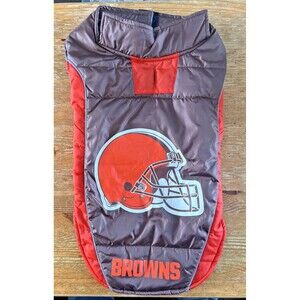 Cleveland Browns Dog Puffer Vest NFL Football Pet Jacket Shirt Coat L Pets First